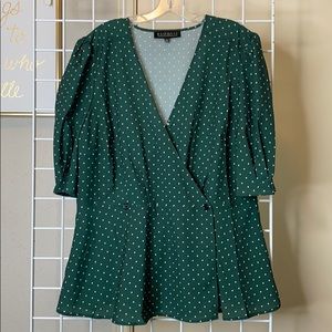 Eloquii polka dot wrap blouse w peplum